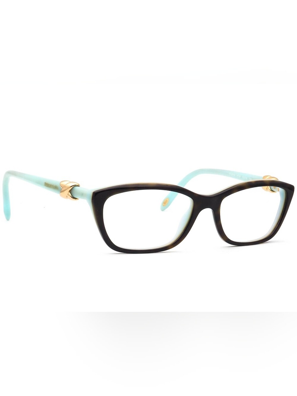 Tiffany & Co. Women's Dark Havana/Tiffany Blue and Gold Eyewear TF 2074 8 - Picture 13 of 14